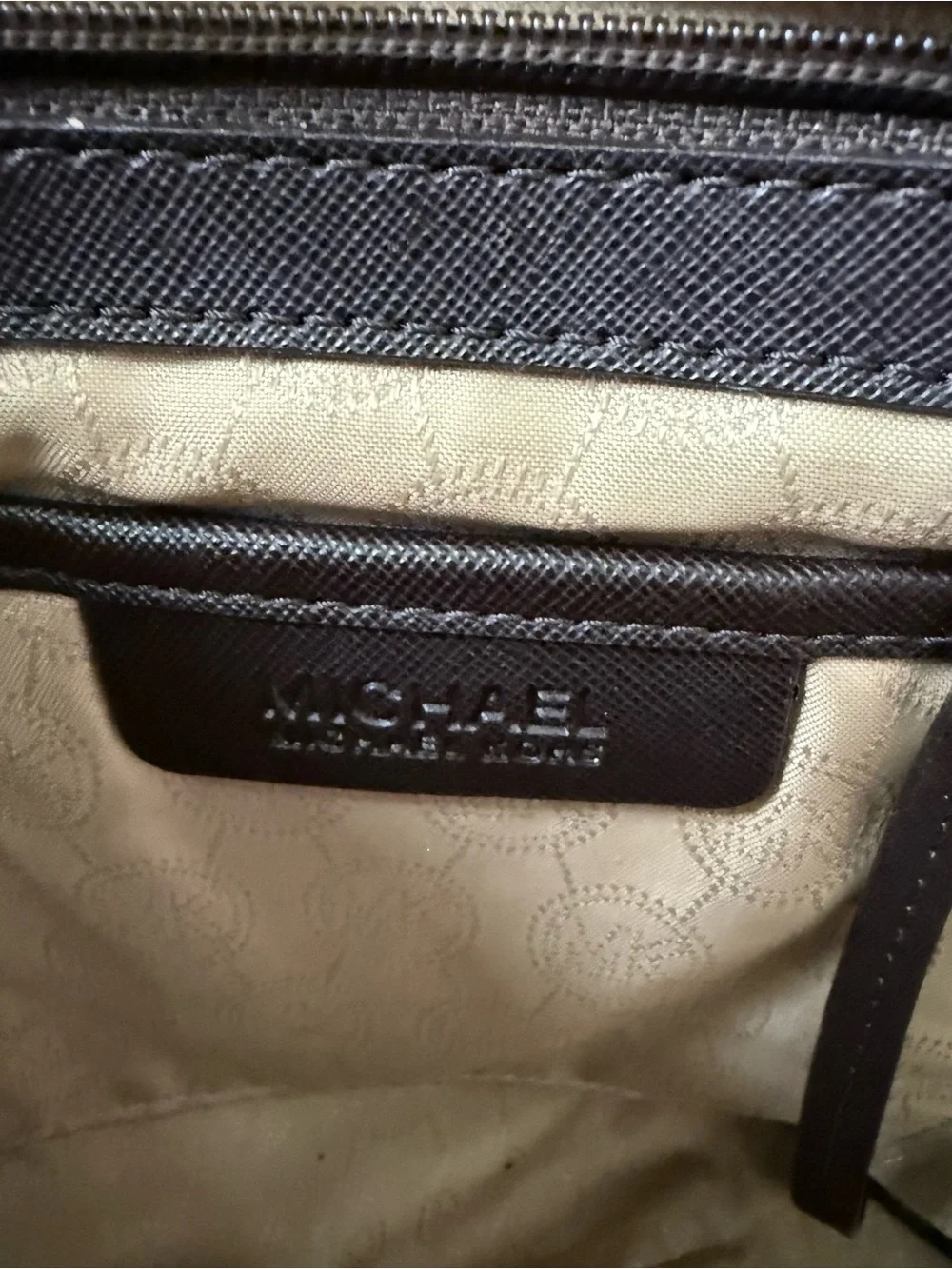 Michael Kors Taupe and Black Snake-Print Shoulder Bag with Gold Hardware